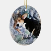 Sleepy Holiday Corgi Puppy Keramisch Ornament (Rechts)