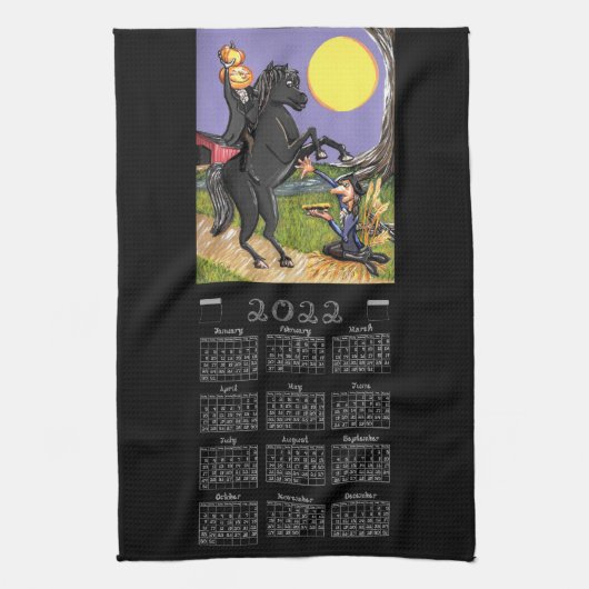 Sleepy Hollow 2022 Calendar Headless Horseman Theedoek (Verticaal)