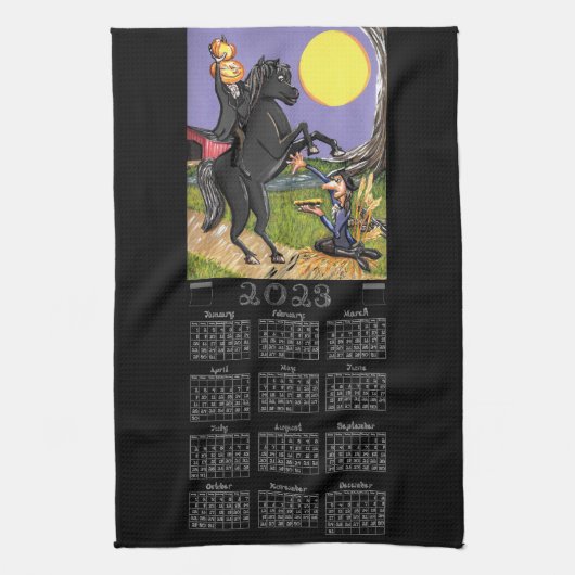 Sleepy Hollow 2023 Calendar Headless Horseman Theedoek (Verticaal)