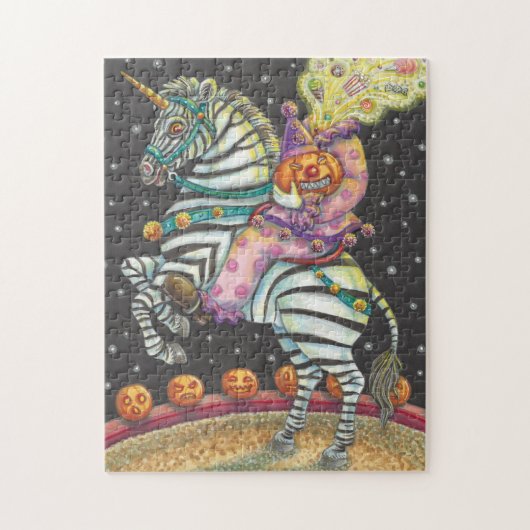 SLEEPY HOLLOW CIRCUS CLOWN, HALLOEEN ZEBRA PUZZZLE LEGPUZZEL (Verticaal)