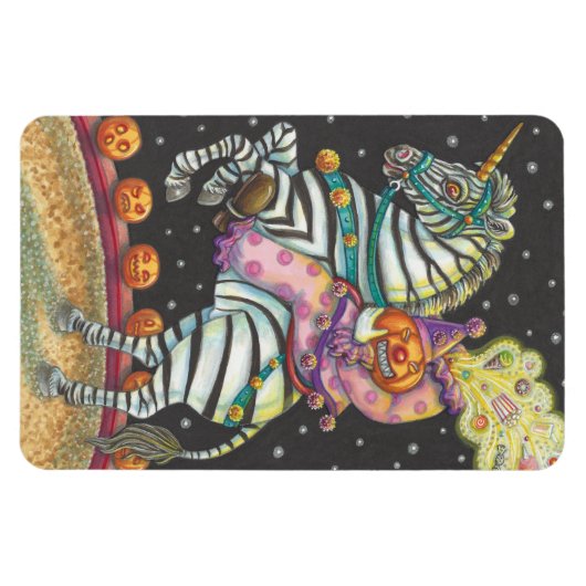 SLEEPY HOLLOW CIRCUS CLOWN RIDING UNICORN ZEBRA MAGNEET (Horizontaal)