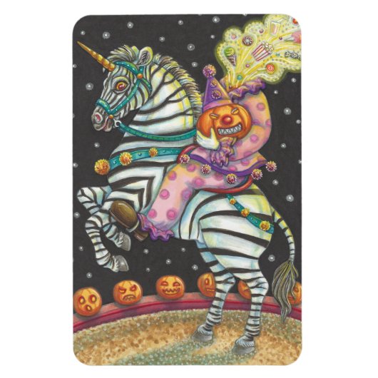 SLEEPY HOLLOW CIRCUS CLOWN RIDING UNICORN ZEBRA MAGNEET (Verticaal)