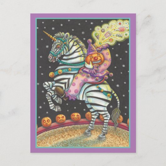 SLEEPY HOLLOW CIRCUS CLOWN, ZEBRA Halloween Feestdagenkaart (Voorkant)
