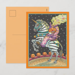 SLEEPY HOLLOW CIRCUS CLOWN, ZEBRA Halloween Feestdagenkaart