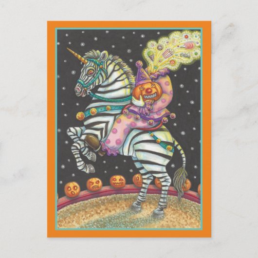 SLEEPY HOLLOW CIRCUS CLOWN, ZEBRA Halloween Feestdagenkaart (Voorkant)