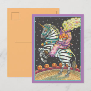 SLEEPY HOLLOW CIRCUS CLOWN, ZEBRA Halloween Feestdagenkaart