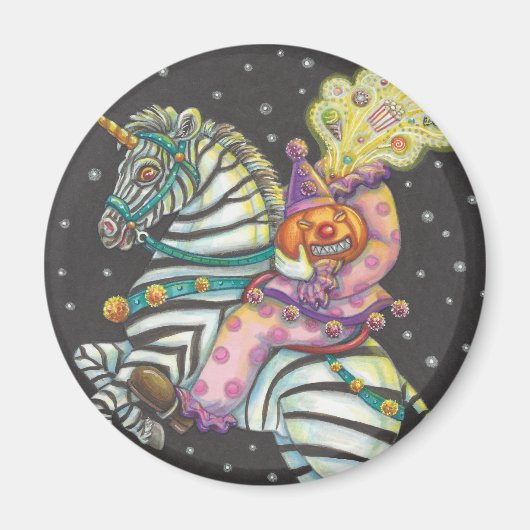 SLEEPY HOLLOW CIRCUS CLOWN, ZEBRA UNICORN MAGNET (Voorkant)