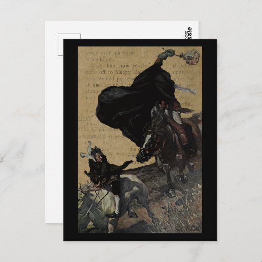 Sleepy Hollow Headless Horseman en Ichabod Briefkaart (Voorkant / Achterkant)