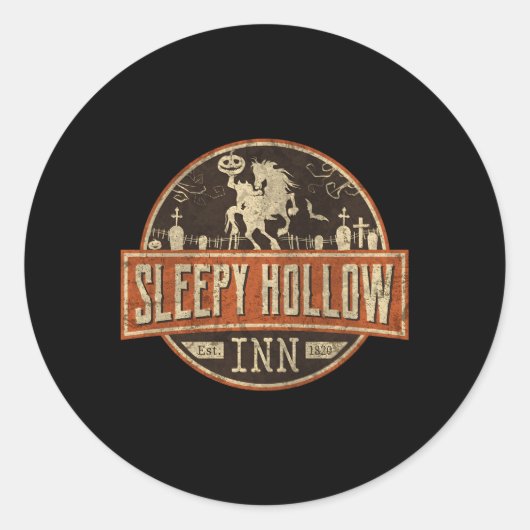 Sleepy Hollow Inn Halloween Hoofdloos Paard Ronde Sticker (Voorkant)