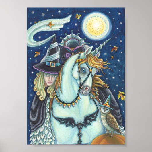SLEEPY HOLLOW WITCH UNICORN & OWL HALLOWEEN POSTER (Voorkant)