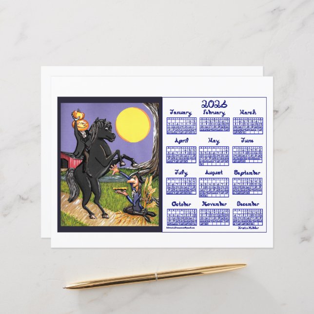 Sleepy Hollowing Inspired 2026 Calendar Paper  (Voorkant / Achterkant in situ)