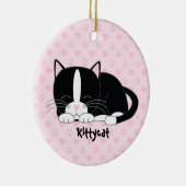 Sleepy Kat {Tuxedo Cat} Aangepaste versieringen Keramisch Ornament (Rechts)