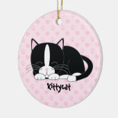Sleepy Kat {Tuxedo Cat} Aangepaste versieringen Keramisch Ornament (Links)