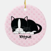 Sleepy Kat {Tuxedo Cat} Aangepaste versieringen Keramisch Ornament (Achterkant)