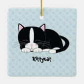 Sleepy Kat {Tuxedo Cat} Aangepaste versieringen Keramisch Ornament (Achterkant)