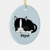 Sleepy Kat {Tuxedo Cat} Aangepaste versieringen Keramisch Ornament (Rechts)