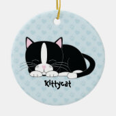 Sleepy Kat {Tuxedo Cat} Aangepaste versieringen Keramisch Ornament (Voorkant)