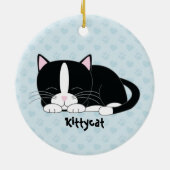 Sleepy Kat {Tuxedo Cat} Aangepaste versieringen Keramisch Ornament (Achterkant)