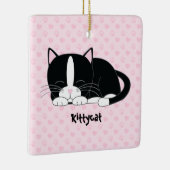 Sleepy Kat {Tuxedo Cat} Aangepaste versieringen Keramisch Ornament (Rechts)