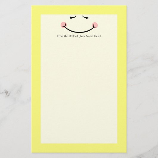 Sleepy Kawaii Happy Face Briefpapier (Voorkant)