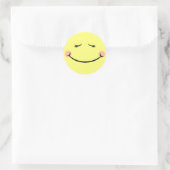Sleepy Kawaii Happy Face Ronde Sticker (Tas)