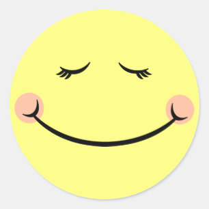 Sleepy Kawaii Happy Face Ronde Sticker