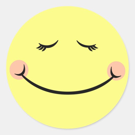 Sleepy Kawaii Happy Face Ronde Sticker (Voorkant)