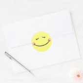 Sleepy Kawaii Happy Face Ronde Sticker (Envelop)