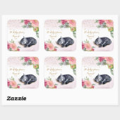 Sleepy Kitten Illustration Girl Baby shower Vierkante Sticker (Vel)