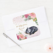 Sleepy Kitten Illustration Girl Baby shower Vierkante Sticker (Envelop)