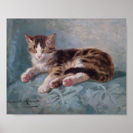 Sleepy Kitten van Henriette Ronner-Knip Poster (Voorkant)