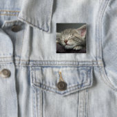 Sleepy Kitten Vierkante Button 5,1 Cm (In situ)