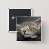 Sleepy Kitten Vierkante Button 5,1 Cm (Voorkant /achterkant)