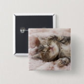 Sleepy Kitten Vierkante Button 5,1 Cm (Voorkant /achterkant)
