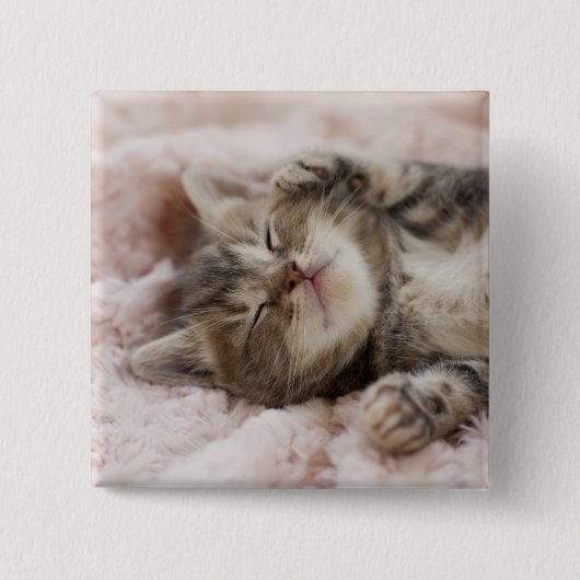 Sleepy Kitten Vierkante Button 5,1 Cm (Voorkant)