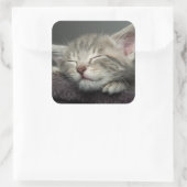 Sleepy Kitten Vierkante Sticker (Tas)