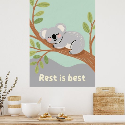 Sleepy Koala Calm Nursery Art Poster (Keuken)