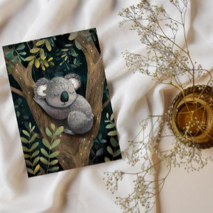 Sleepy Koala in Tree Wenskaart Feestdagenkaart