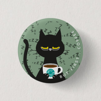 Sleepy Kuro Catto Badge – Grappige cafeïne verslaa Ronde Button 3,2 Cm
