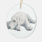 Sleepy Labradoodle Pup Keramisch Ornament (Links)