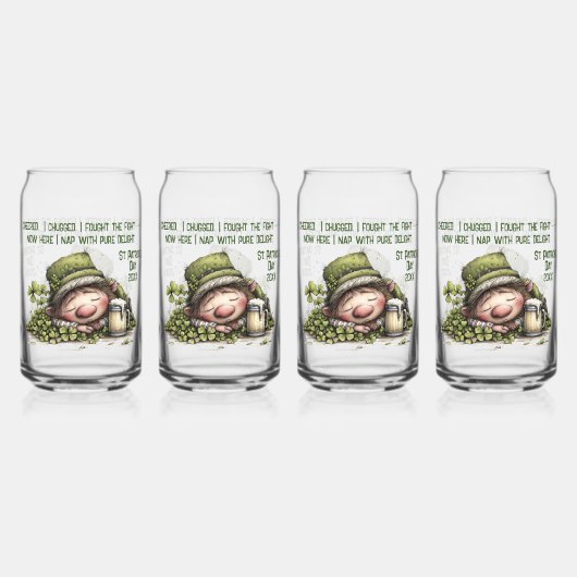 Sleepy Leprechaun Blikvorm Glas (Voorkant)
