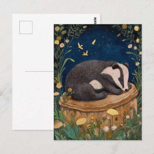 Sleepy Little Badger Briefkaart (Voorkant / Achterkant)
