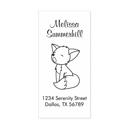 Sleepy Little Fox-adres Rubberstempel (Afrduk)