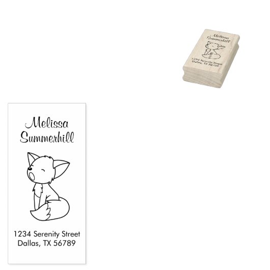 Sleepy Little Fox-adres Rubberstempel (Gestempeld)