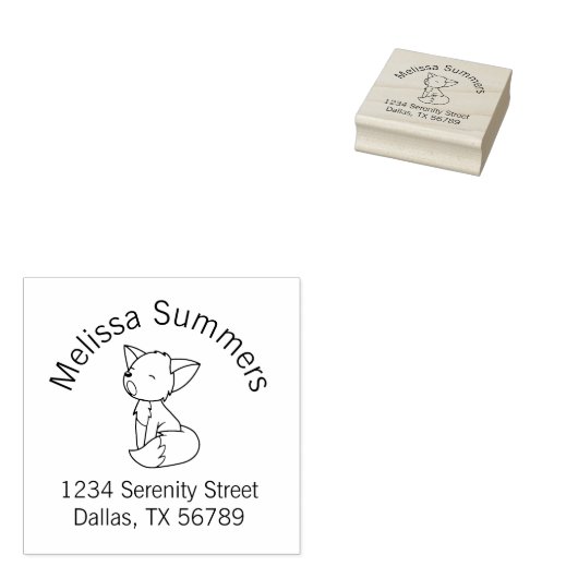 Sleepy Little Fox Arch Address Rubberstempel (Gestempeld)