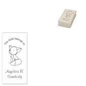 Sleepy Little Fox Bookplate Rubberstempel (Gestempeld)