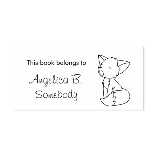 Sleepy Little Fox Bookplate Zelfinktende Stempel (Design)