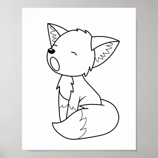Sleepy Little Fox Colour Page Poster (Voorkant)