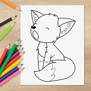 Sleepy Little Fox Colour Page Rubberstempel