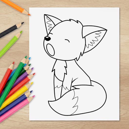 Sleepy Little Fox Colour Page Rubberstempel